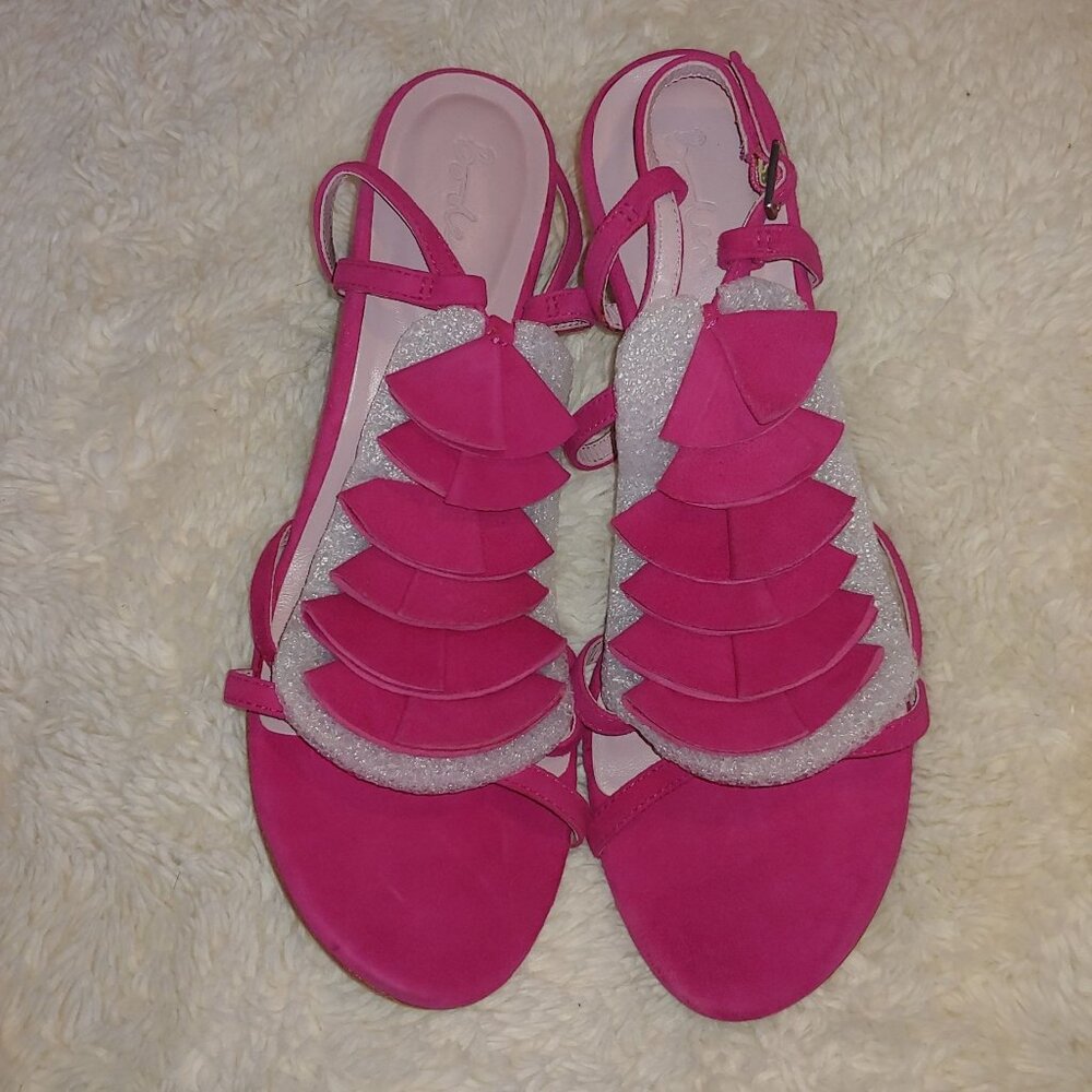 Boden Heel Strappy Sandals Suede Floral Petals 42 (US 11)